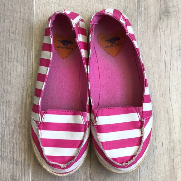 Rocket Dog Shoes Rocketdog 6 Pink White Striped Slip On Poshmark
